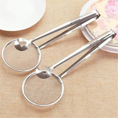 🍳 2-in-1 Stainless Steel Frying Tongs with Oil Strainer
