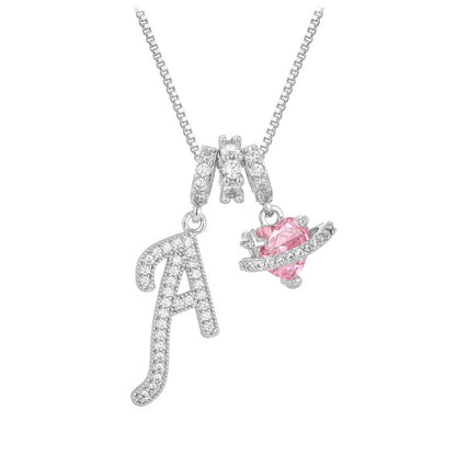 ✨ Dopamine 3-in-1 Initial Necklace with Heart Zircon Charms