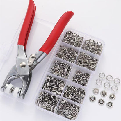 5-prong snap fastener set with hand pliers