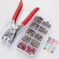 5-prong snap fastener set with hand pliers