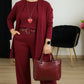 【🔥 Today's Super Low Price】💞 Elegant 3-piece set consisting of a long cardigan, blouse, and pants 💞 Free shipping