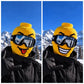 🏂😎 Gele Ski-masker met Grappig Bouwsteenfiguur – Voor Wintersport