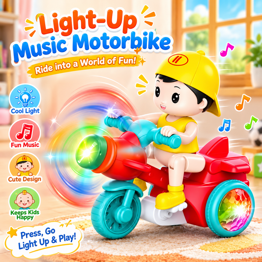 🏍️ Kids Electric Stunt Tricycle Toy with Lights Music and Spinning Fun