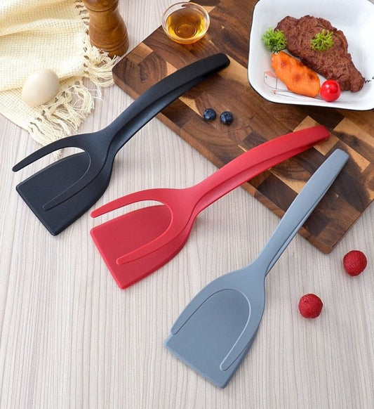 🍳✨ 2-in-1 Keukentang & Spatel – Hittebestendig Nylon Kookgerei