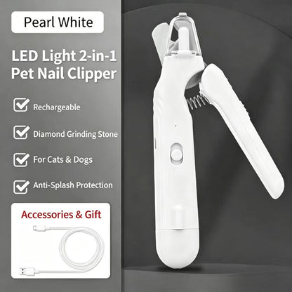 🐶✨ 2-in-1 Pet Nail Clipper & Grinder – LED Nail Trimmer for Dogs & Cats