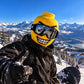 🏂😎 Gele Ski-masker met Grappig Bouwsteenfiguur – Voor Wintersport