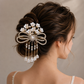 🎀 Elegant Lily of the Valley Bow Tassel Hair Clip with Pearls ✨