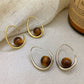 ✨🐯 French Vintage Tiger Eye Drop Hoop Earrings – Gold-Plated