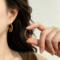 ✨🐯 French Vintage Tiger Eye Drop Hoop Earrings – Gold-Plated