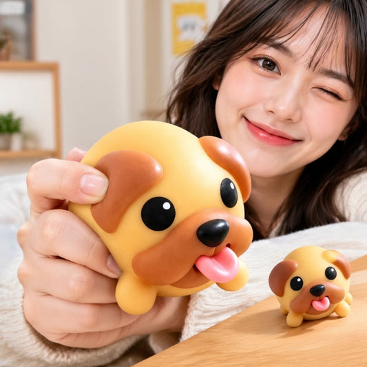 🐶👅 Schattige Hond Knijpfiguur – Slow Rebound Fidget Speelgoed