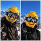 🏂😎 Gele Ski-masker met Grappig Bouwsteenfiguur – Voor Wintersport