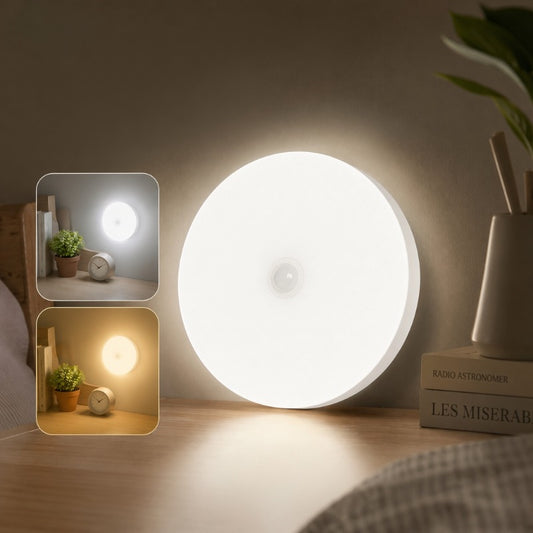💡✨ Luz Noturna com Sensor de Movimento Magnético – Luz Quente ou Branca