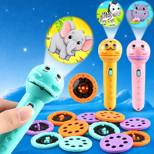 🔦🦒 Kinder Projectiezaklamp – Dierenprojector met 3 Filmschijfjes