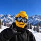🏂😎 Gele Ski-masker met Grappig Bouwsteenfiguur – Voor Wintersport