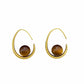 ✨🐯 French Vintage Tiger Eye Drop Hoop Earrings – Gold-Plated