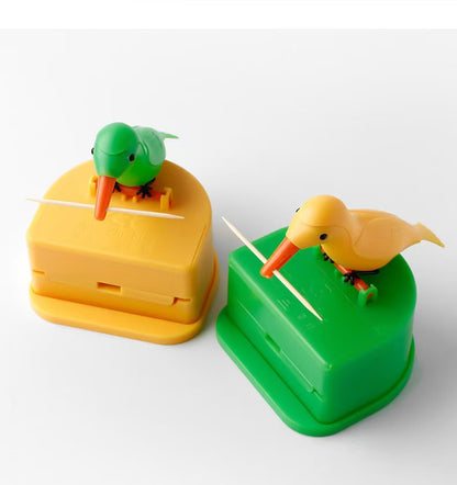 🐦 Cute Bird Toothpick Dispenser – Automatic Press Toothpick Holder Creative Kitchen Organizer✨
