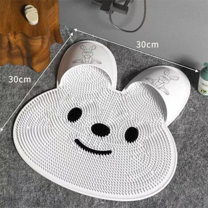 🐰 Silicone Bunny Foot Scrubber Mat Clean, Massage & Relax Your Feet Without Bending Down!
