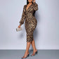 2026 Dress with leopard print and V-neck