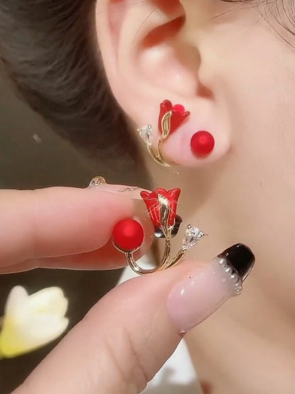 🌷 Sweet Tulip Drop Earrings — Effortless Elegance, Made to Bloom
