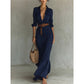 【🔥 Today's Super Low Price】Women's Blouse with Collar and Long Sleeves, Maxi Dress with Belt