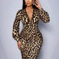 2026 Dress with leopard print and V-neck