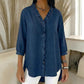 【🔥 Today's Super Low Price】Women's Casual Denim Shirt with Ruffles and V-Neck.