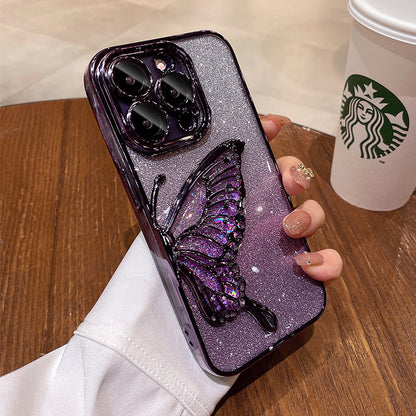 🦋✨ Glitter Butterfly Phone Case – Removable Glitter Card & Shockproof