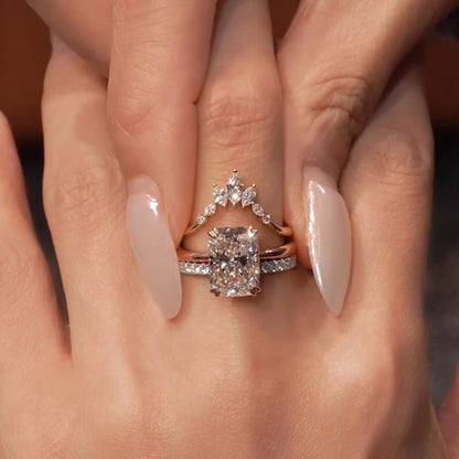💍✨ 3-in-1 Sparkling Stackable Ring – Square Crystal Statement Ring