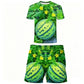 🍉 Funny Watermelon Print T-Shirt Set for a Relaxed Summer Look