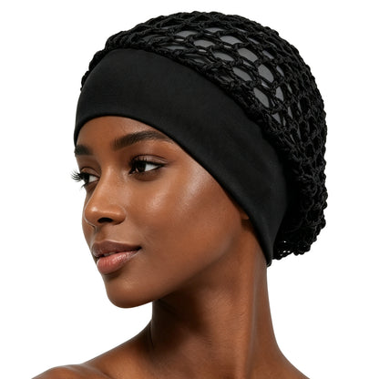 🖤✨ Wide-Brim Mesh Hair Cap – Breathable Stretch Hair Cover
