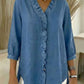 【🔥 Today's Super Low Price】Women's Casual Denim Shirt with Ruffles and V-Neck.