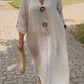 🎁👗Cotton and linen dress with a V-neck