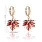 🍁 Red Maple Leaf Zircon Earrings – Sparkling Elegant Leaf Earrings