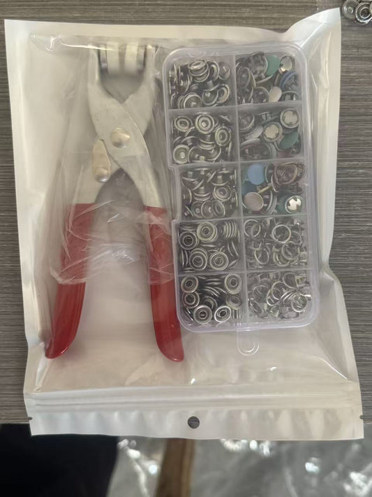 5-prong snap fastener set with hand pliers