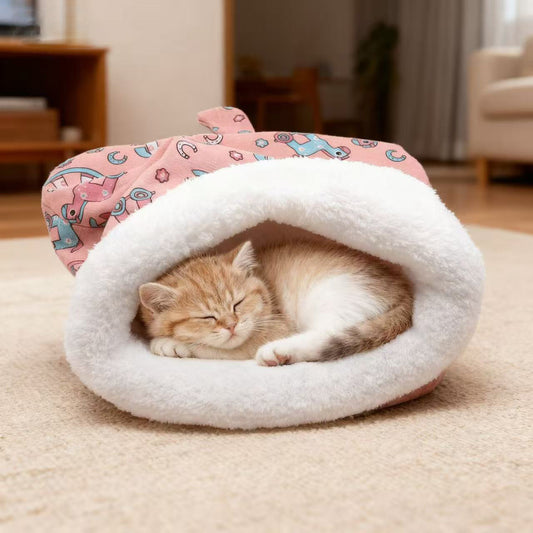 🐱 Zachte Kattenslaapzak – Een Warm en Knus Nestje voor Je Kat! 💤💗