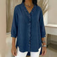 【🔥 Today's Super Low Price】Women's Casual Denim Shirt with Ruffles and V-Neck.