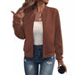 ✨ Nieuw 👩 Cropped dames bomberjack van imitatie suède ✨ Gemaakt van imitatie suède, met een cropped pasvorm en ritssluiting.