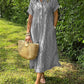 【🔥 Today's Super Low Price】Striped Cotton Linen Short Sleeve Dress