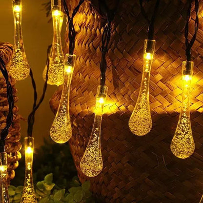 💧 LED Solar Water Drop String Lights Create A Magical Outdoor Glow With Beautiful Water Drop Lights