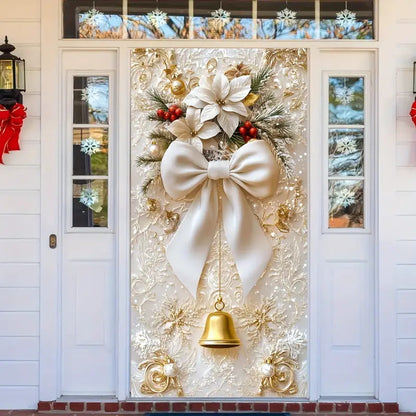 🎄✨ Luxe Kerstdeurdecoratie – Feestelijke Deurposter met Strik