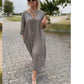 🎁👗Cotton and linen dress with a V-neck