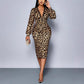 2026 Dress with leopard print and V-neck
