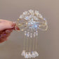 🎀 Elegant Lily of the Valley Bow Tassel Hair Clip with Pearls ✨