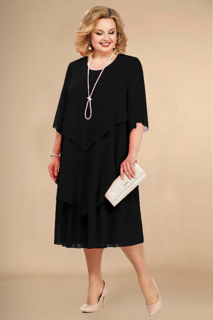 Layered midi dress in plus sizes