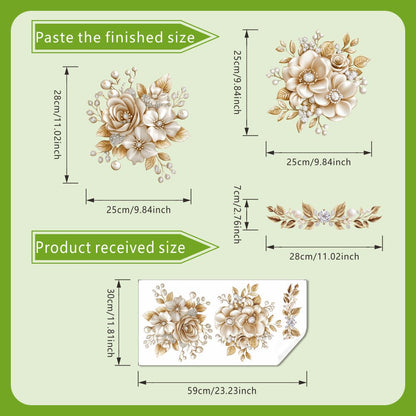 🌸 Luxury Gold Floral Toilet Sticker