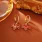 🍁 Red Maple Leaf Zircon Earrings – Sparkling Elegant Leaf Earrings
