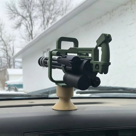 🚗🔫 Rotating Gatling Gun Dashboard Ornament – Cool Car Interior Decor