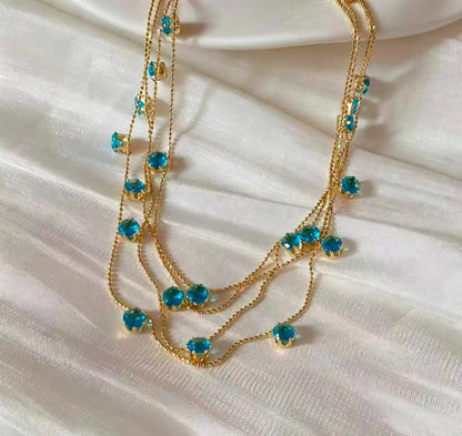 ✨ Layered Blue Star Necklace for Women Sparkling Collarbone Chain