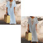 Casual and loose-fitting dress for women, made of cotton and linen with embroidery and a slit.